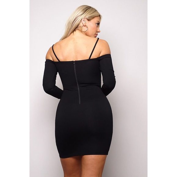 Long Sleeve Cuff Front Strap Mini Dress - Picture 3 of 6